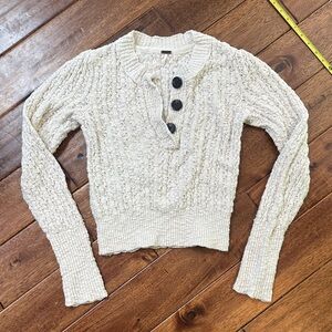 Free People Cream Cable Knit Sweater